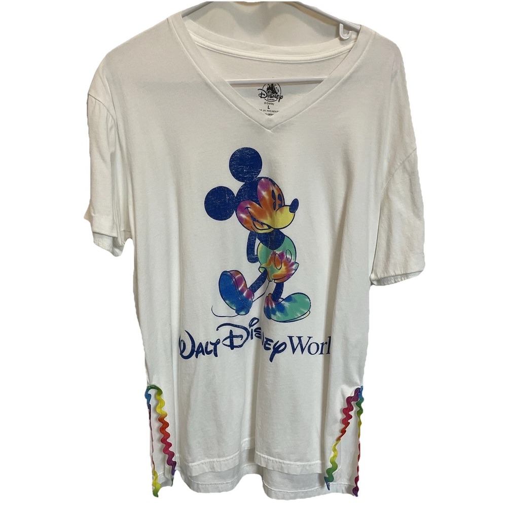 Disney Parks Rainbow Mickey Mouse Tie Dye Tee Shirt Adult‎ Size Large